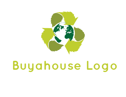 recycle sign around earth logo
