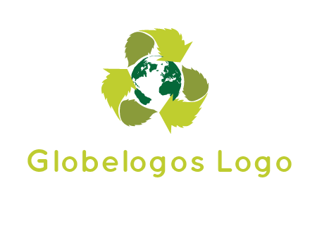 recycle sign around earth logo