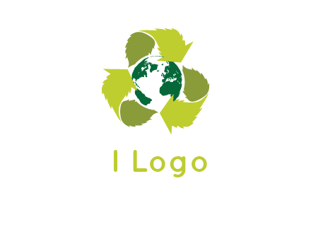 recycle sign around earth logo