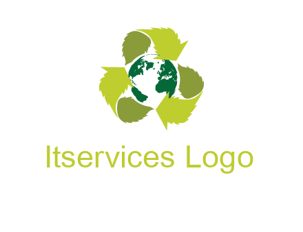 recycle sign around earth logo
