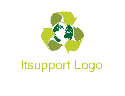 recycle sign around earth logo