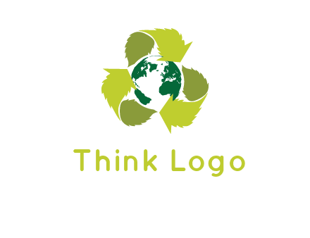 recycle sign around earth logo