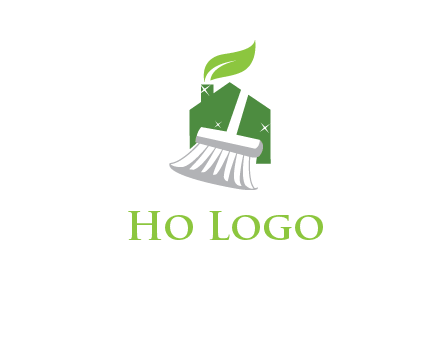 broom cleaning home logo