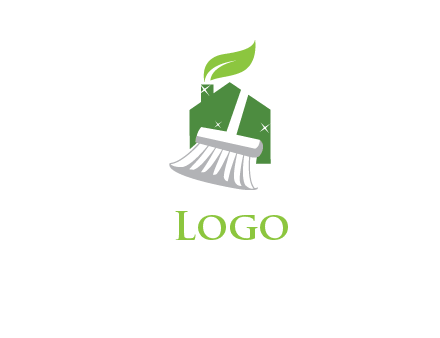 broom cleaning home logo