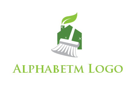 broom cleaning home logo