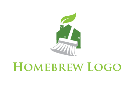 broom cleaning home logo