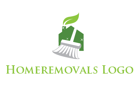 broom cleaning home logo