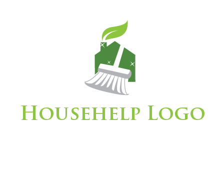 broom cleaning home logo