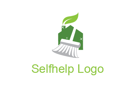 broom cleaning home logo
