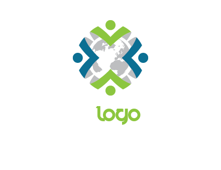 peopl icons surrounding globe logo