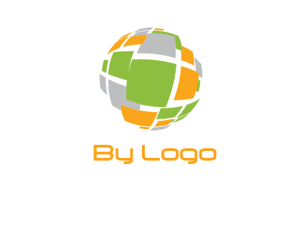 square pieces forming a globe logo