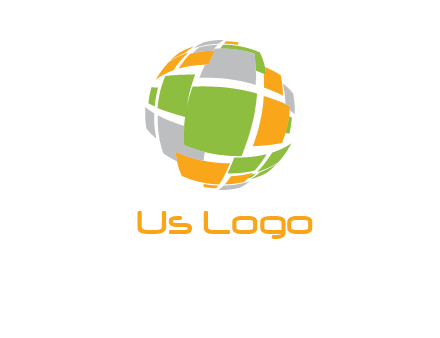 square pieces forming a globe logo