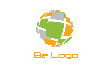 square pieces forming a globe logo