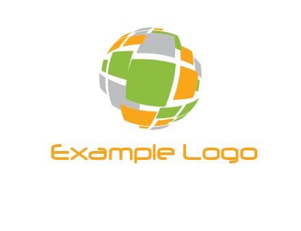 square pieces forming a globe logo