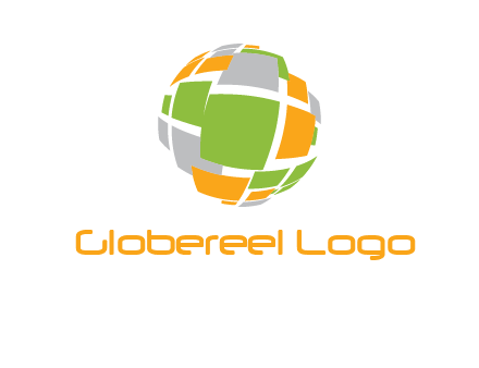 square pieces forming a globe logo