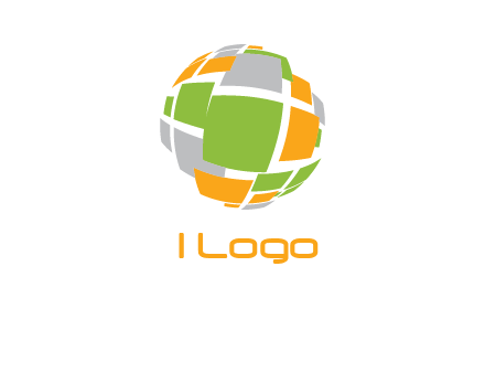 square pieces forming a globe logo