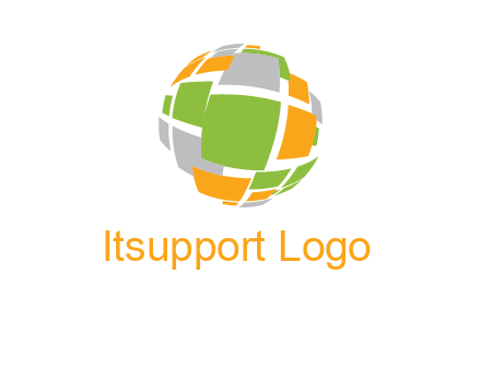square pieces forming a globe logo