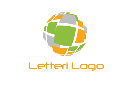square pieces forming a globe logo