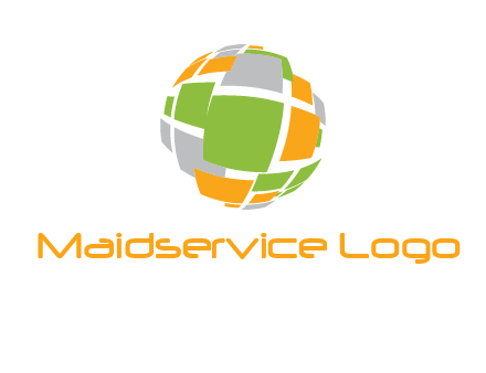 square pieces forming a globe logo