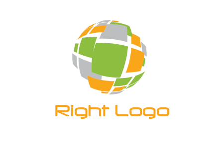 square pieces forming a globe logo