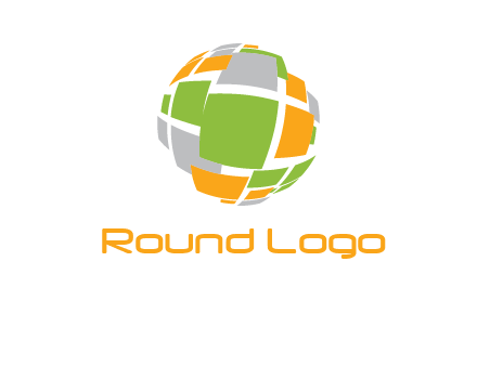 square pieces forming a globe logo