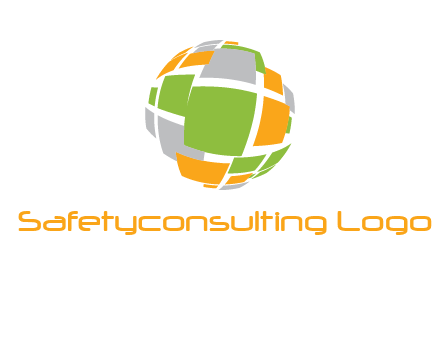 square pieces forming a globe logo