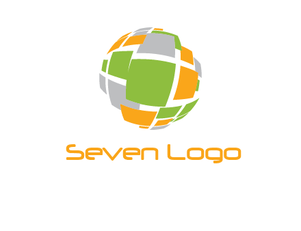 square pieces forming a globe logo