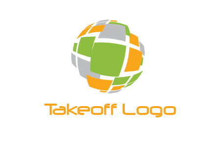 square pieces forming a globe logo