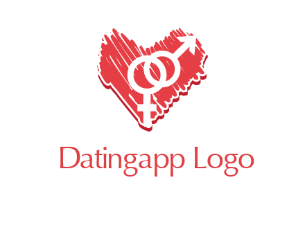 male and female signs inside heart logo