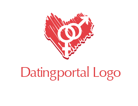 male and female signs inside heart logo