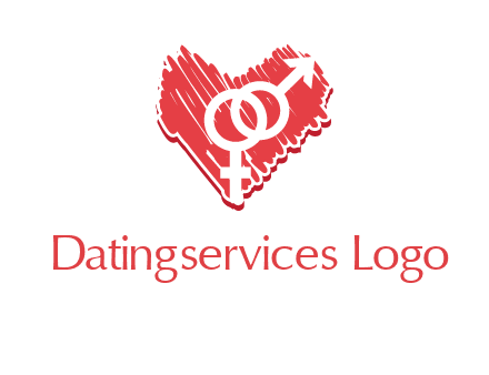 male and female signs inside heart logo