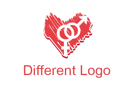 male and female signs inside heart logo