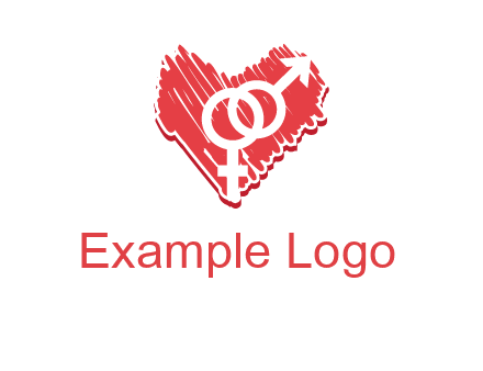 male and female signs inside heart logo