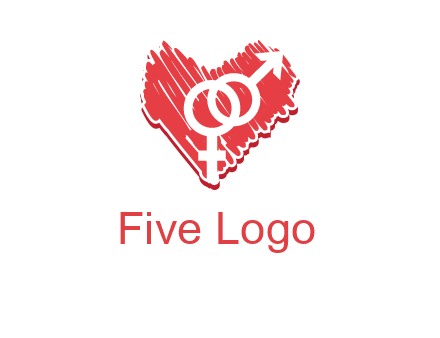 male and female signs inside heart logo