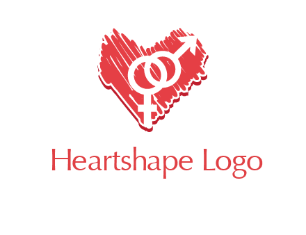 male and female signs inside heart logo