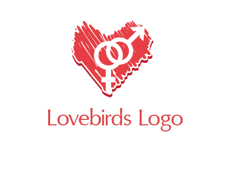 male and female signs inside heart logo