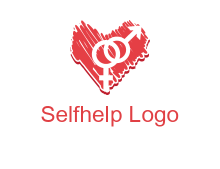 male and female signs inside heart logo