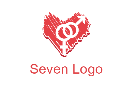 male and female signs inside heart logo
