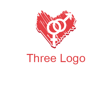male and female signs inside heart logo