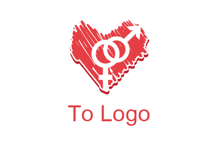 male and female signs inside heart logo