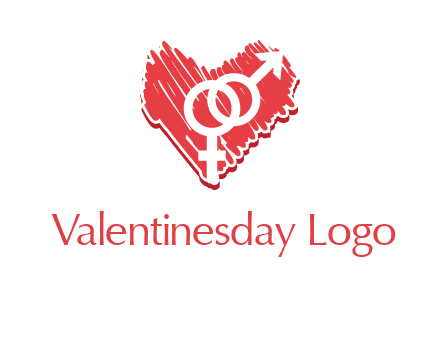 male and female signs inside heart logo