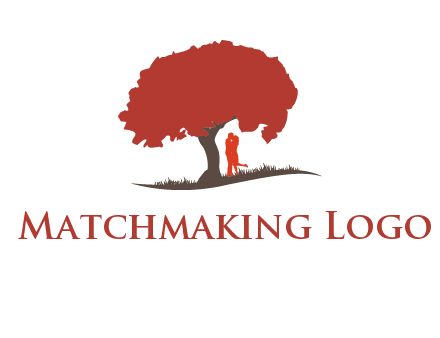couple kissing under a tree logo