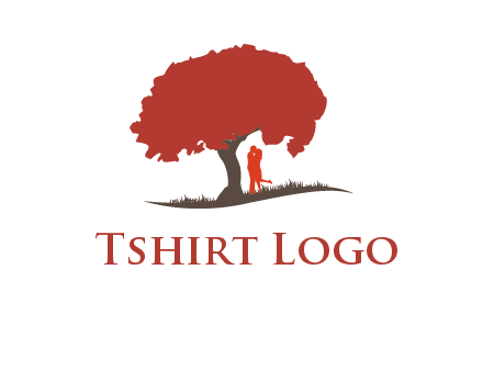 couple kissing under a tree logo