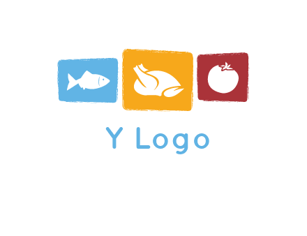 tomato, poultry and fish in squares logo