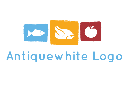 tomato, poultry and fish in squares logo