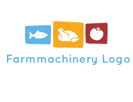 tomato, poultry and fish in squares logo