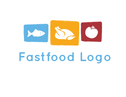 tomato, poultry and fish in squares logo