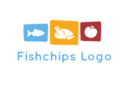 tomato, poultry and fish in squares logo