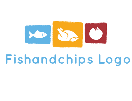 tomato, poultry and fish in squares logo