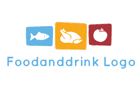 tomato, poultry and fish in squares logo